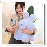 Reversible Octopus Doll Gradient Color Cute Bunny Ear Octopus Plush Toy Double Sided Stuffed Animal Pink Purple 20cm/7.9in