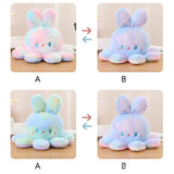 Reversible Octopus Doll Gradient Color Cute Bunny Ear Octopus Plush Toy Double Sided Stuffed Animal Pink Purple 20cm/7.9in