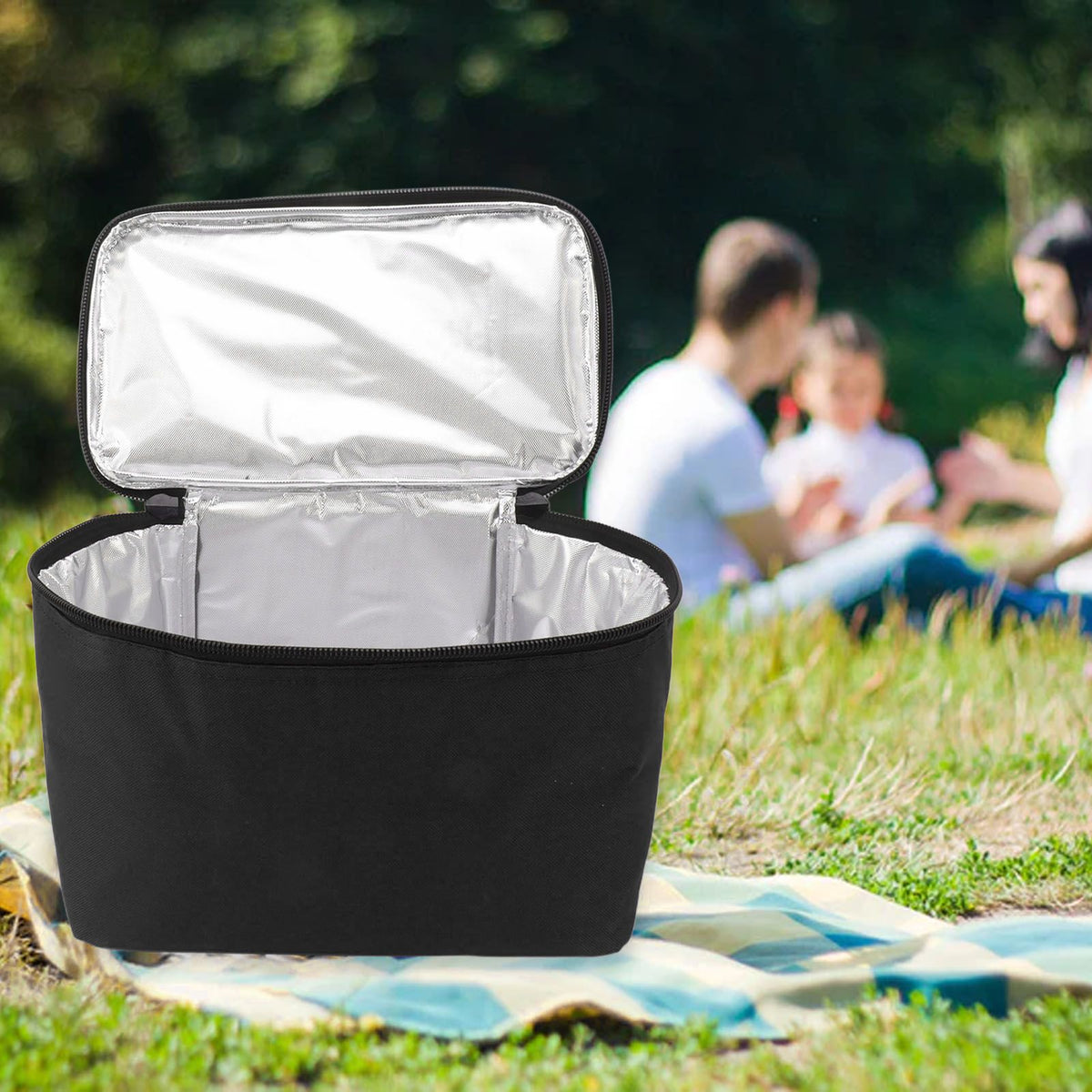Insulated Grocery Bag Reusable Portable Shopping Collapsible Cooler Food Transport Carrier Oxford Cloth 10L Black