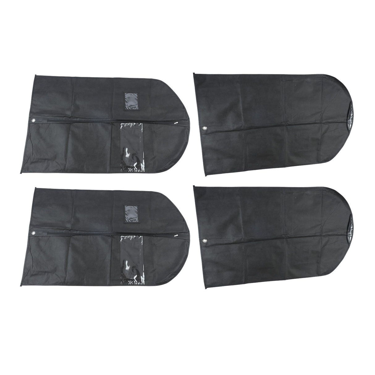 4pcs Garment Bags Waterproof Dustproof Thickened Suit Bag with Transparent Window for Storage Travel Black 100x60cm/39.4x23.6in