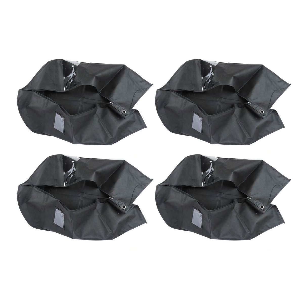 4pcs Garment Bags Waterproof Dustproof Thickened Suit Bag with Transparent Window for Storage Travel Black 100x60cm/39.4x23.6in