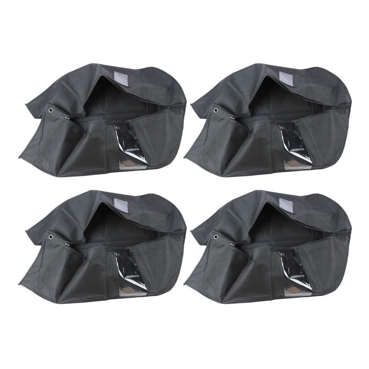 4pcs Garment Bags Waterproof Dustproof Thickened Suit Bag with Transparent Window for Storage Travel Black 100x60cm/39.4x23.6in