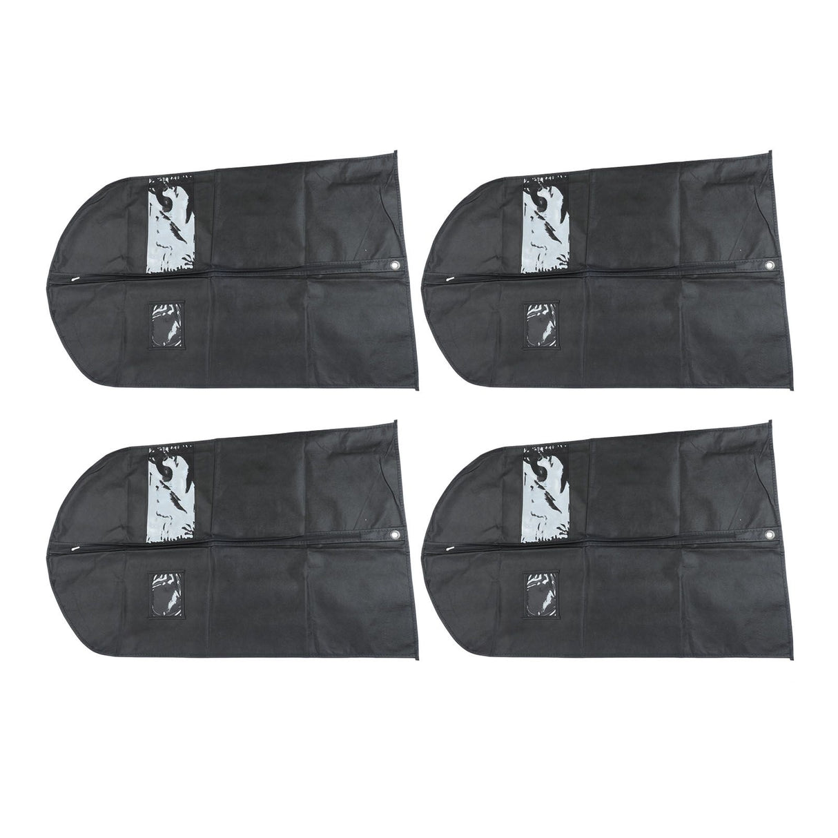 4pcs Garment Bags Waterproof Dustproof Thickened Suit Bag with Transparent Window for Storage Travel Black 100x60cm/39.4x23.6in