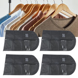4pcs Garment Bags Waterproof Dustproof Thickened Suit Bag with Transparent Window for Storage Travel Black 100x60cm/39.4x23.6in - Extra Image