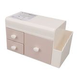 Desktop Storage Box with 3 Drawers Side Holder Plastic Container for Cosmetic Jewelry Sundries Pink