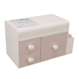 Desktop Storage Box with 3 Drawers Side Holder Plastic Container for Cosmetic Jewelry Sundries Pink