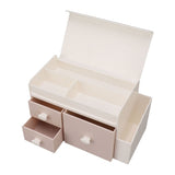 Desktop Storage Box with 3 Drawers Side Holder Plastic Container for Cosmetic Jewelry Sundries Pink