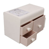 Desktop Storage Box with 3 Drawers Side Holder Plastic Container for Cosmetic Jewelry Sundries Pink - Close-Up Angle