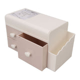 Desktop Storage Box with 3 Drawers Side Holder Plastic Container for Cosmetic Jewelry Sundries Pink