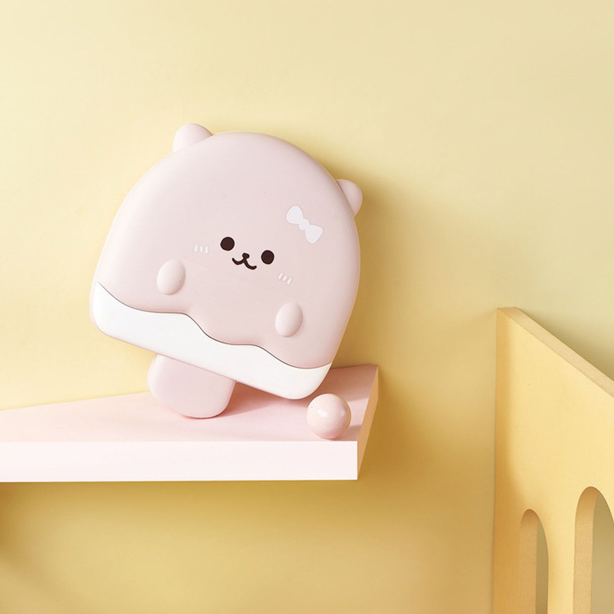 5 Compartment Candy Tray with Lid Cartoon Cute Snack Serving Tray Fruit Tray for Outdoor Picnic Pink Bear