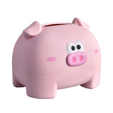 Cute Tissue Storage Box Pig Shaped Decorative Towel Napkin Container Case For Tabletop Pink - Top-Down View