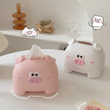 Cute Tissue Storage Box Pig Shaped Decorative Towel Napkin Container Case For Tabletop Pink - Extra Image