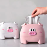 Cute Tissue Storage Box Pig Shaped Decorative Towel Napkin Container Case For Tabletop Pink