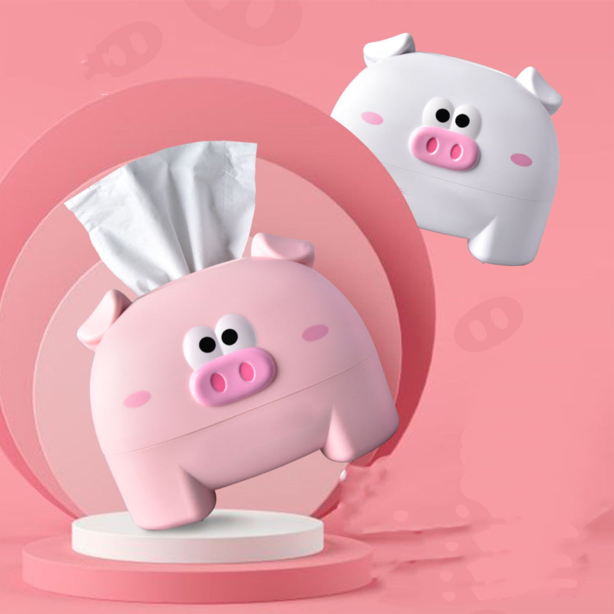 Cute Tissue Storage Box Pig Shaped Decorative Towel Napkin Container Case For Tabletop Pink