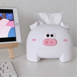 Cute Tissue Storage Box Pig Shaped Decorative Towel Napkin Container Case For Tabletop White