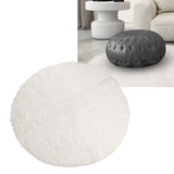 Round Plush Carpet Super Soft Fluffy Carpets Anti Skid Fuzzy Rug Modern Plush Area Rugs for Living Room Bedroom White - Extra Image