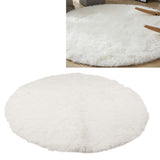Round Plush Carpet Super Soft Fluffy Carpets Anti Skid Fuzzy Rug Modern Plush Area Rugs for Living Room Bedroom White - Extra Image