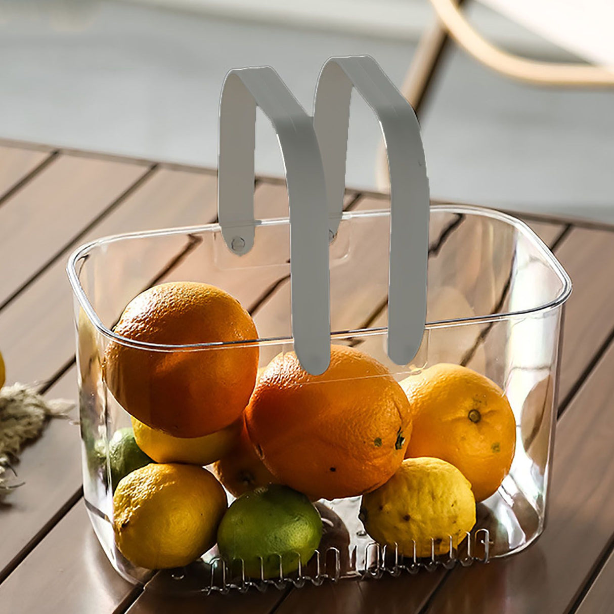 Clear Hand Basket Comfortable Handle Ventilation Holes Easy Access Versatile Fruit Storage Basket for Camping Grey