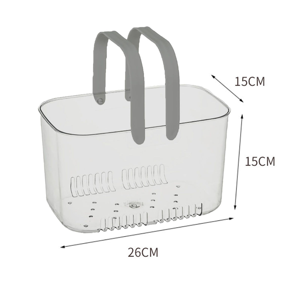 Clear Hand Basket Comfortable Handle Ventilation Holes Easy Access Versatile Fruit Storage Basket for Camping Grey