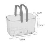 Clear Hand Basket Comfortable Handle Ventilation Holes Easy Access Versatile Fruit Storage Basket for Camping Grey
