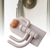 Self Adhesive Hanger Punch Free Rotating 3 Hooks Cute Animal Wall Door Holder for Keys Bear