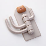 Self Adhesive Hanger Punch Free Rotating 3 Hooks Cute Animal Wall Door Holder for Keys Bear