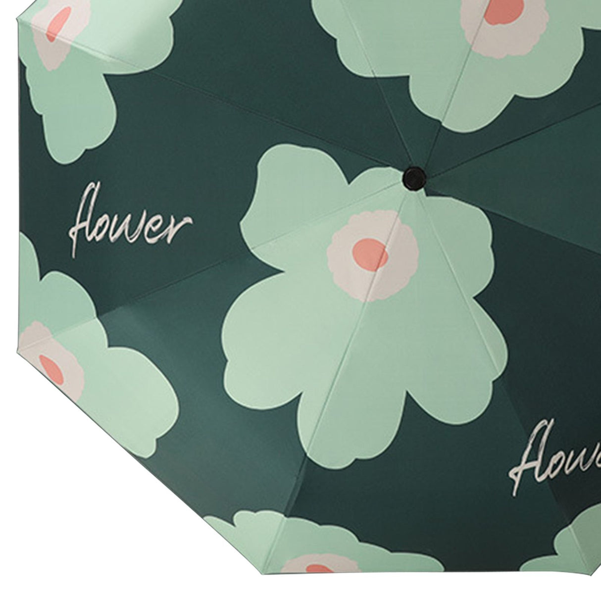 Flower Pattern Folding Umbrella UV Protection Foldable Rain Shine Dual Use Sun Umbrella for Travelling Blackish Green