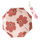 Flower Pattern Folding Umbrella UV Protection Foldable Rain Shine Dual Use Sun Umbrella for Travelling Red