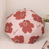 Flower Pattern Folding Umbrella UV Protection Foldable Rain Shine Dual Use Sun Umbrella for Travelling Red - 45-Degree Angle