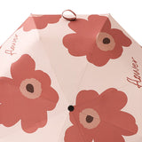 Flower Pattern Folding Umbrella UV Protection Foldable Rain Shine Dual Use Sun Umbrella for Travelling Red - Extra Image