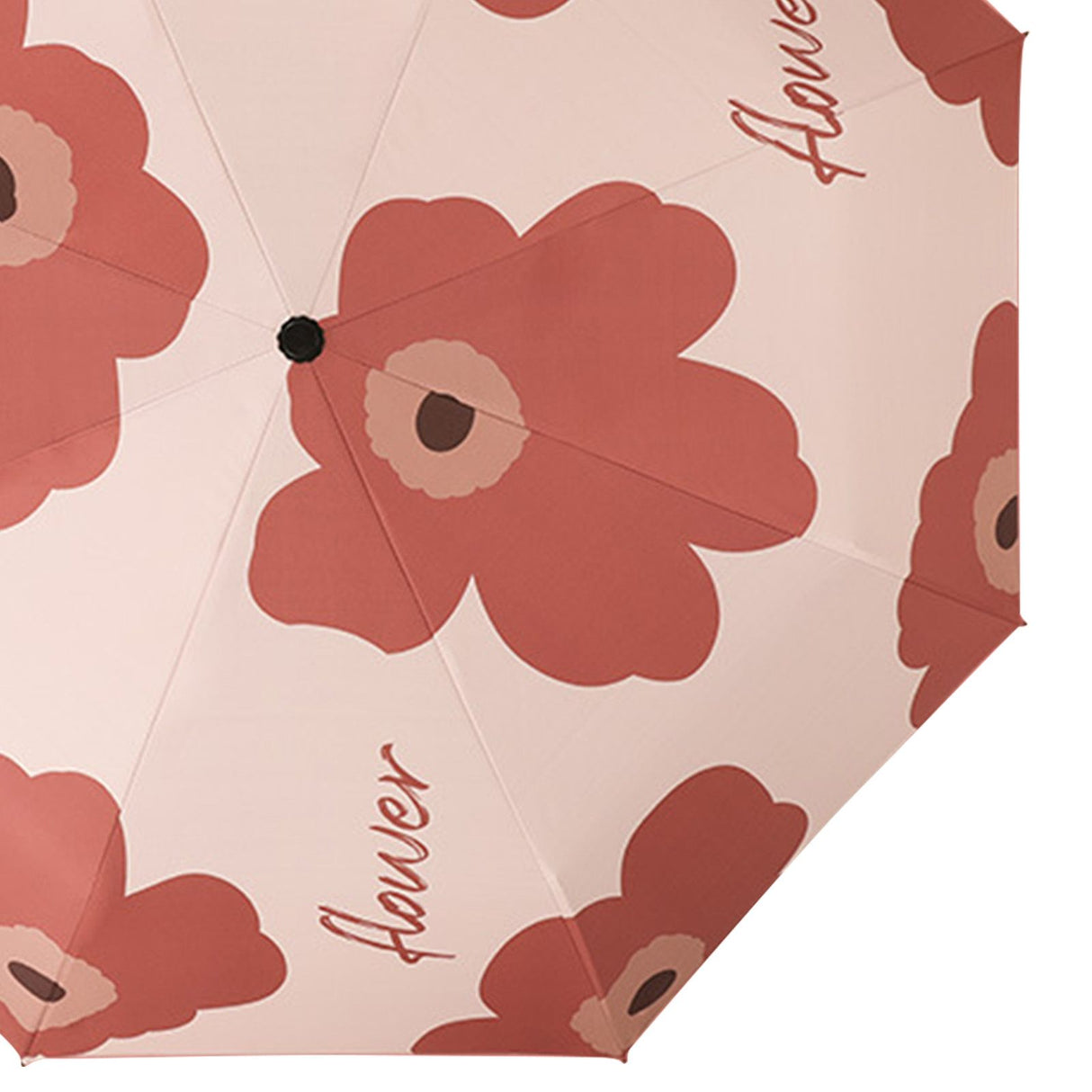 Flower Pattern Folding Umbrella UV Protection Foldable Rain Shine Dual Use Sun Umbrella for Travelling Red