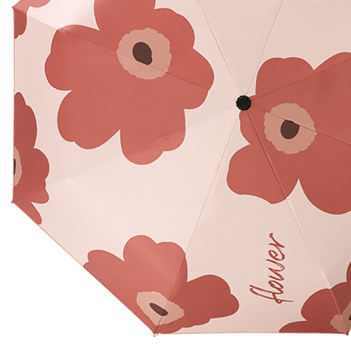 Flower Pattern Folding Umbrella UV Protection Foldable Rain Shine Dual Use Sun Umbrella for Travelling Red
