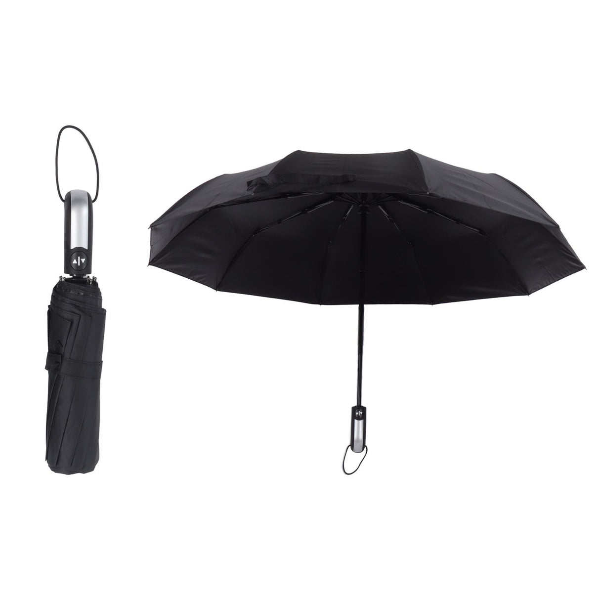 Automatic Umbrella Windproof Comfortable Grip Portable Folding Umbrella for Rain and Sun Black