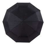Automatic Umbrella Windproof Comfortable Grip Portable Folding Umbrella for Rain and Sun Black