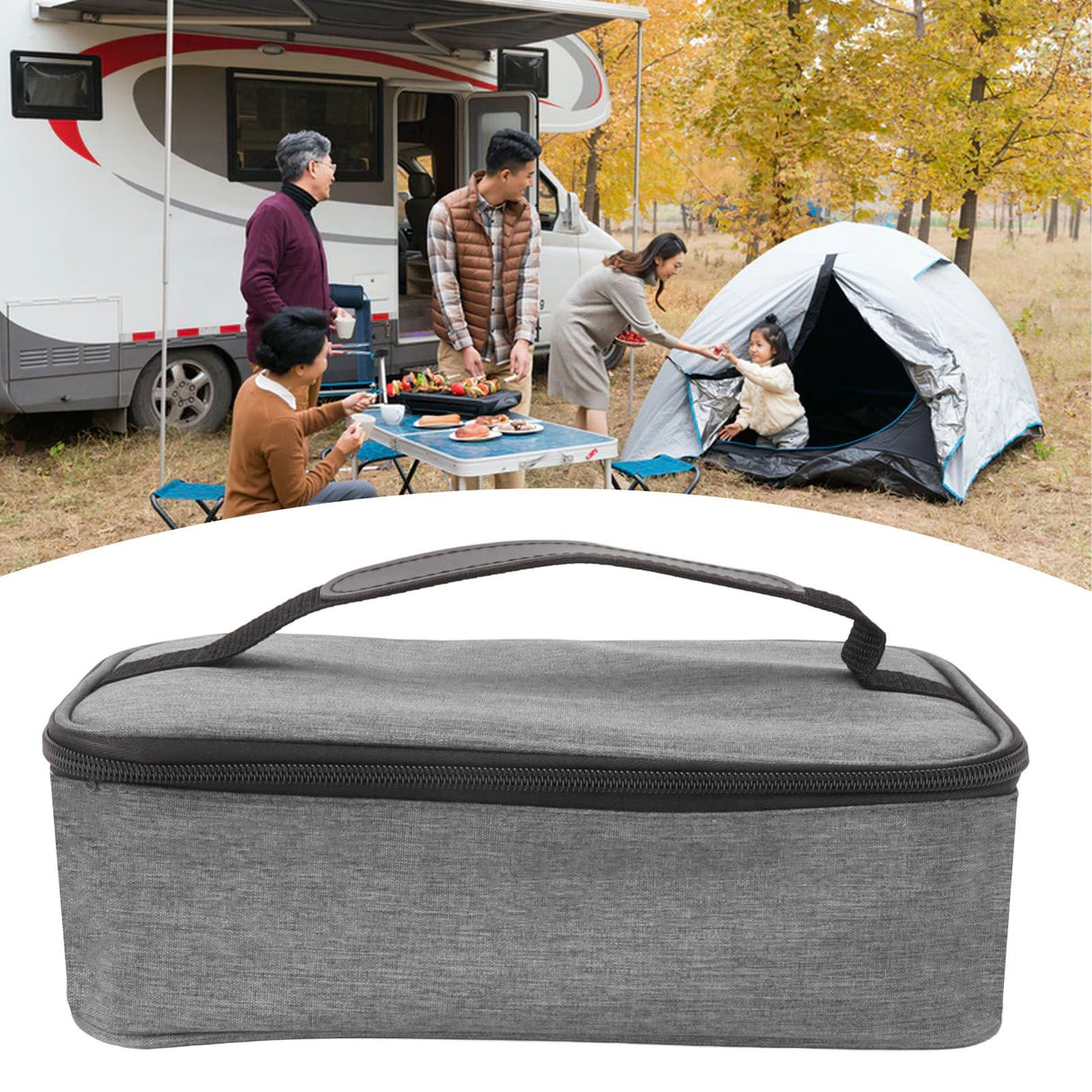 Lunch Bag 3.2L Large Capacity Leakproof Oxford Fabric Portable Handle Insulated Lunch Bag for Office School Outing Grey