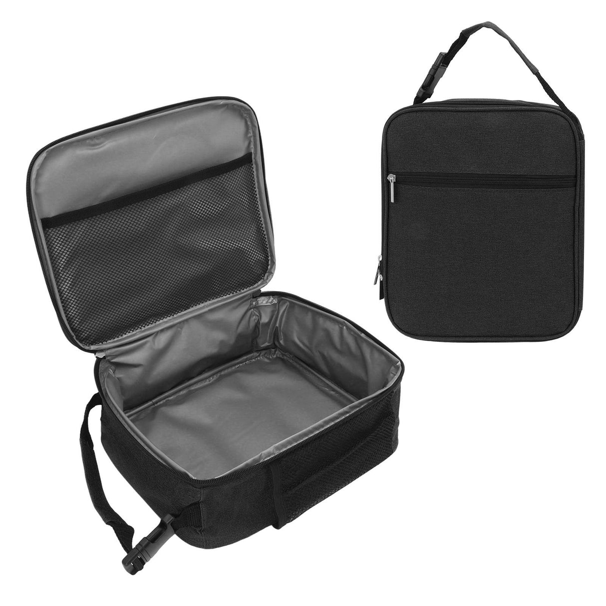 Insulated Lunch Bag 6L Oxford Fabric Leakproof Lining Portable Handle Zippered Lunch Bag for Outdoor Camping Beach Black