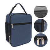 Insulated Lunch Bag 6L Oxford Fabric Leakproof Lining Portable Handle Zippered Lunch Bag for Outdoor Camping Beach Navy Blue