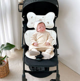 Soft Baby Stroller Seat Cushion Breathable Pure Cotton Infant Car Seat Head Neck Body Support Thin Style Olive - Close-Up Angle