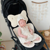 Soft Baby Stroller Seat Cushion Breathable Pure Cotton Infant Car Seat Head Neck Body Support Thin Style Olive - Low Angle