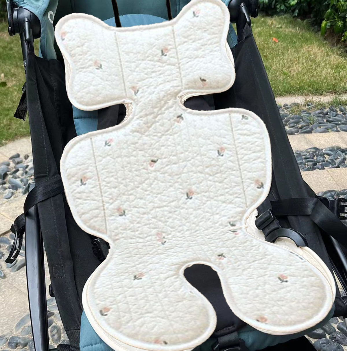 Soft Baby Stroller Seat Cushion Breathable Pure Cotton Infant Car Seat Head Neck Body Support Thin Style Tulip