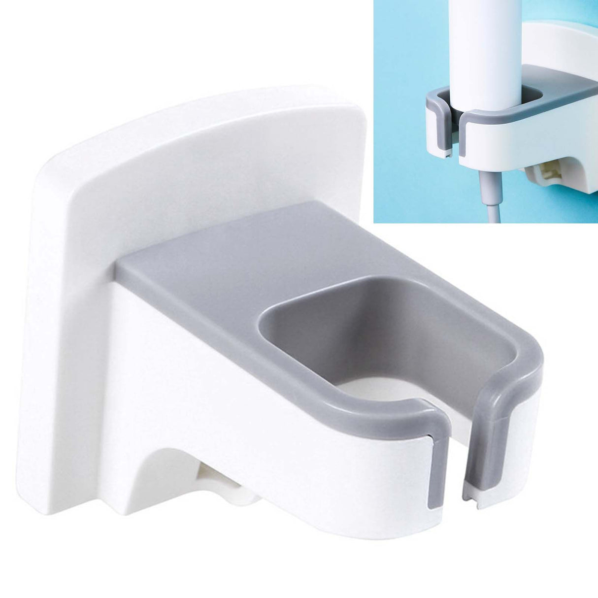 Wall Mounted Hair Dryer Holder Punch Free Self Adhesive Blow Dryer Holder for Bathroom Washroom White