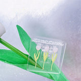 Double Sided Photo Clip Acrylic Tulip Pattern Multifunctional Transparent Paper Clamp for Organization Light Pink