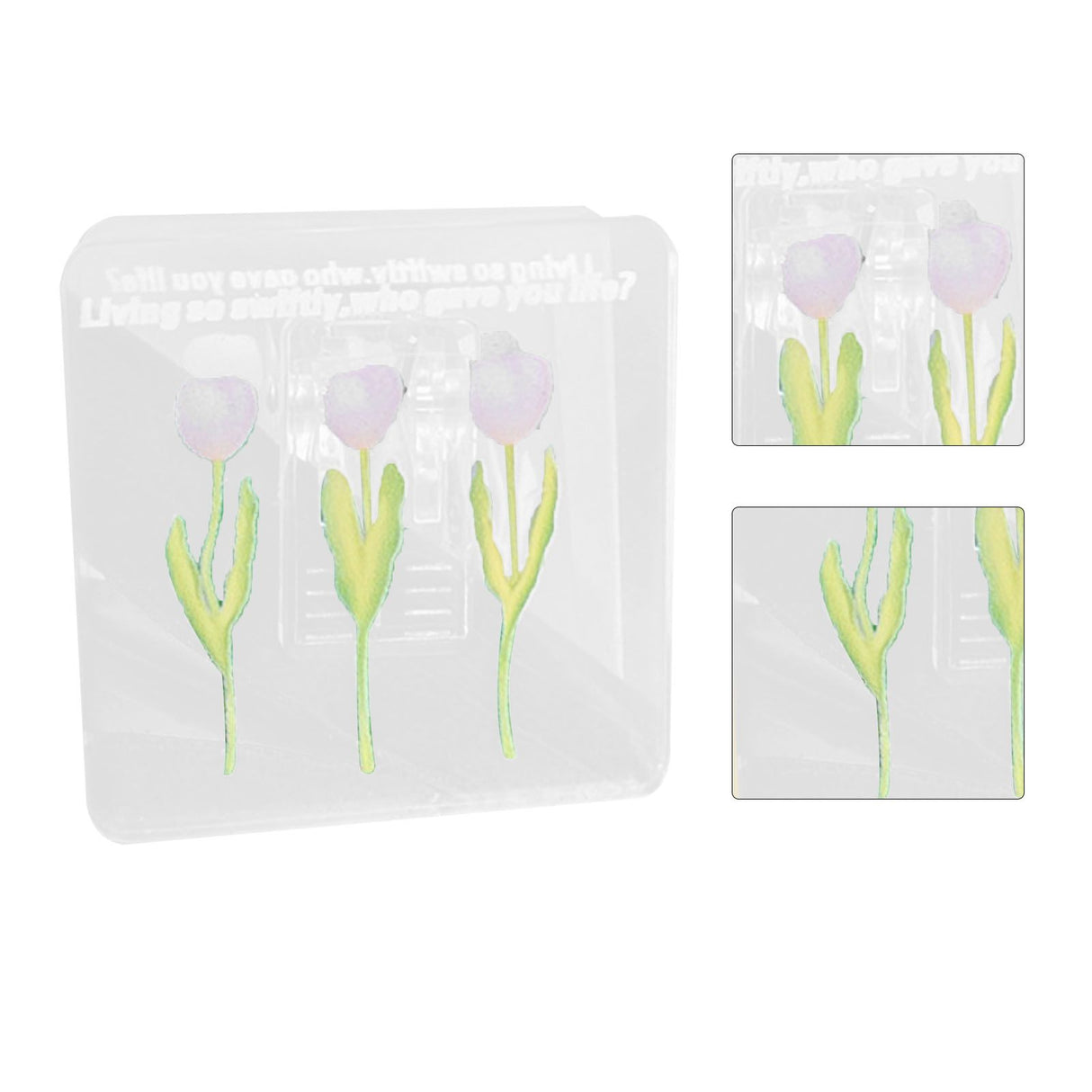 Double Sided Photo Clip Acrylic Tulip Pattern Multifunctional Transparent Paper Clamp for Organization Light Pink