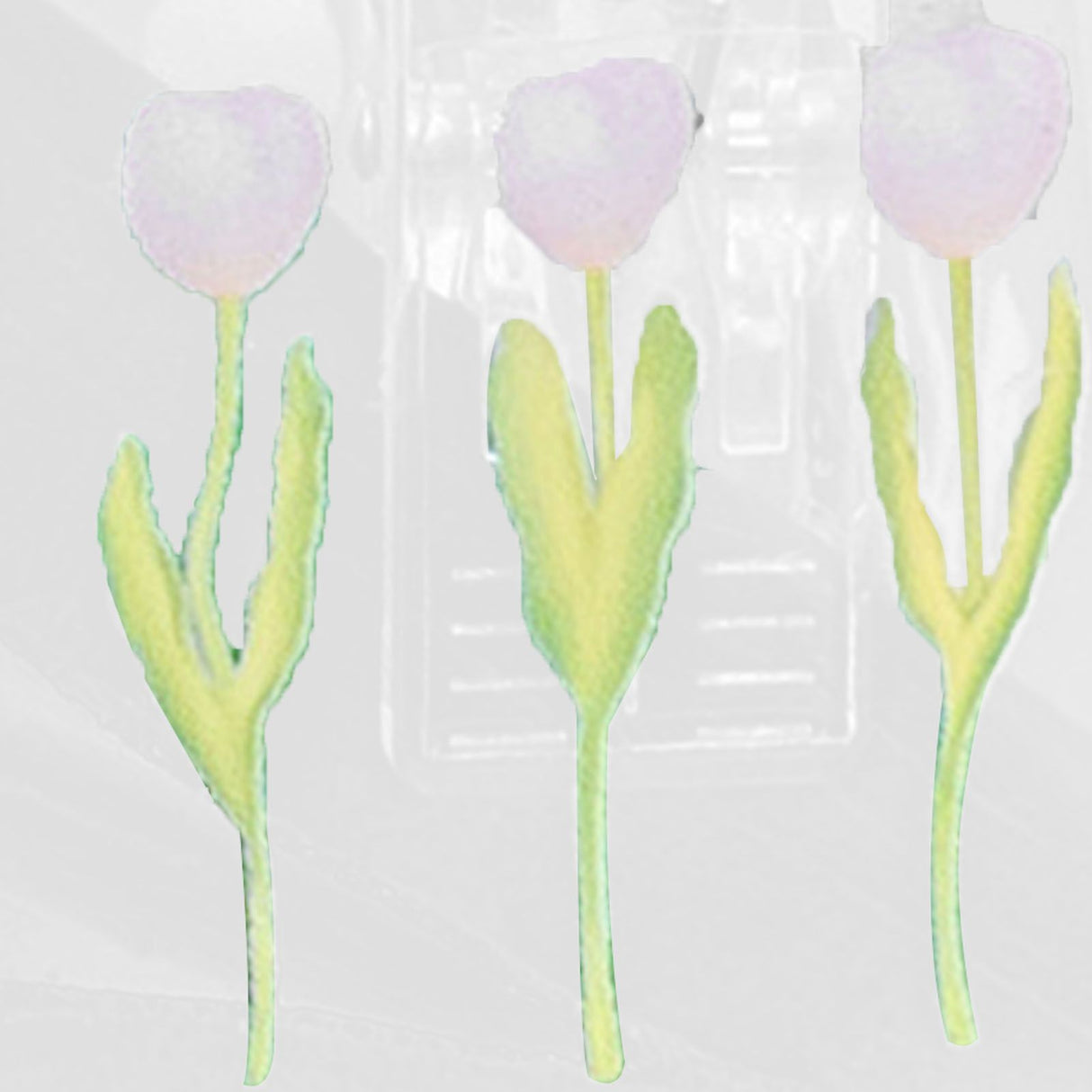 Double Sided Photo Clip Acrylic Tulip Pattern Multifunctional Transparent Paper Clamp for Organization Light Pink