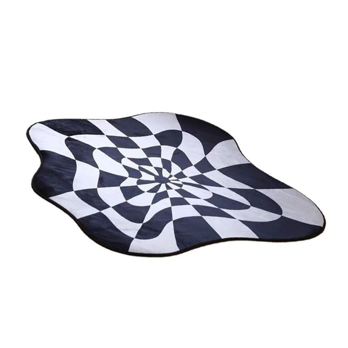 Carpet Comfortable Soft Color Blocking Bedside Creative Irregular Rug for Bedroom Living Room Balcony White and Black 100x100cm/39.37x39.37in