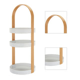 3 Layers Round Storage Rack Integral Handle 3 Layer Storage Round Stand for Bathroom Apricot - Top-Down View