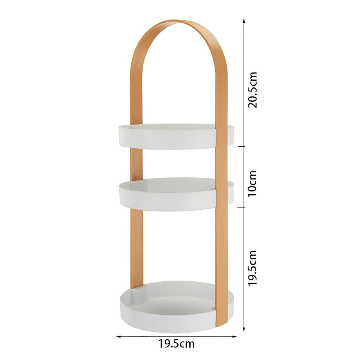 3 Layers Round Storage Rack Integral Handle 3 Layer Storage Round Stand for Bathroom Apricot