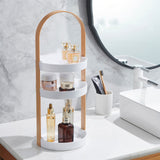 3 Layers Round Storage Rack Integral Handle 3 Layer Storage Round Stand for Bathroom Apricot
