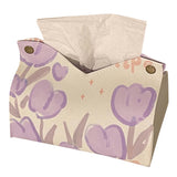 Paper Box Cover Large Cute PU Leather Facial Hand Paper Box Cover for Bedroom Living Room Cars Purple