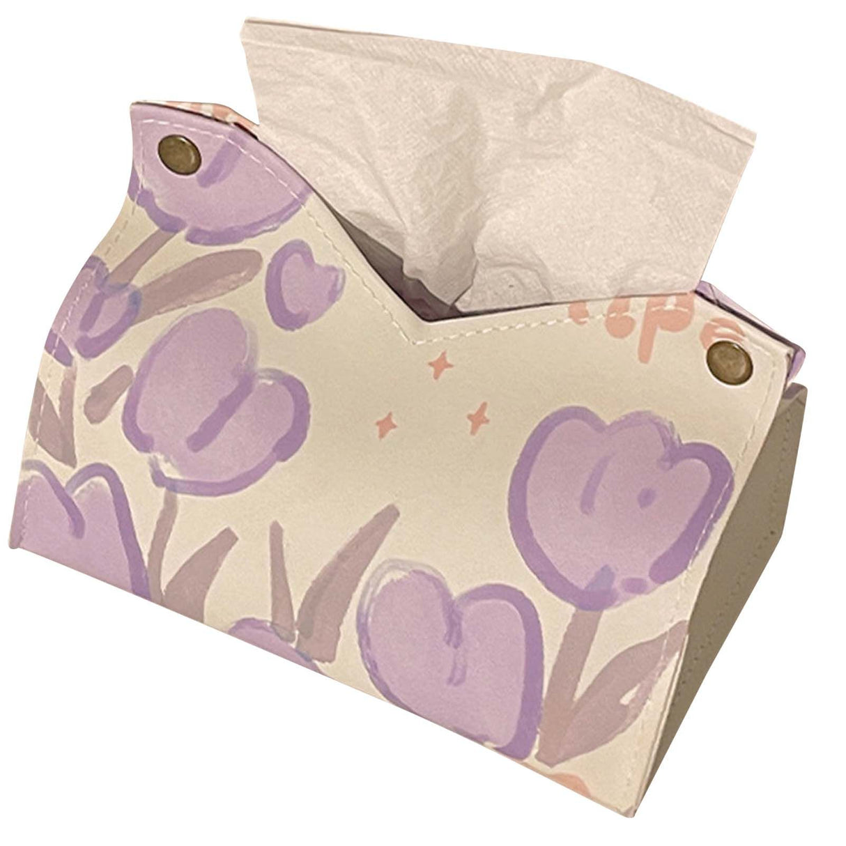 Paper Box Cover Large Cute PU Leather Facial Hand Paper Box Cover for Bedroom Living Room Cars Purple